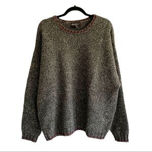 EDDIE BAUER Men’s Wool Crew Neck Long Sleeve Sweater Chunky Knit Grey XL